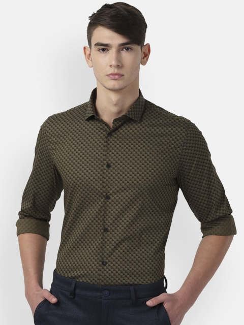 Louis Philippe Sport Men Olive Green Slim Fit Printed Casual Shirt