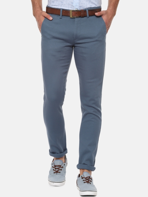 Louis Philippe Sport Men Grey Skinny Fit Solid Regular Trousers