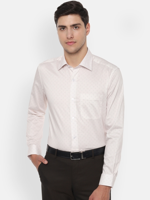 Louis Philippe Men White & Pink Regular Fit Printed Formal Shirt