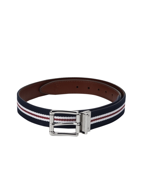 Red Tape Men Brown & Navy Blue Striped Reversible Belt