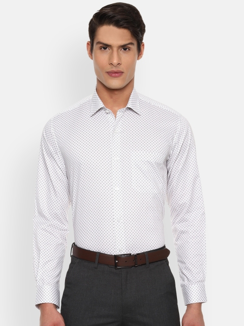 Louis Philippe Men White Slim Fit Printed Formal Shirt