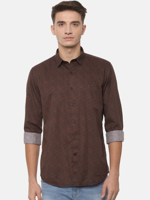 Louis Philippe Sport Men Brown Slim Fit Printed Casual Shirt