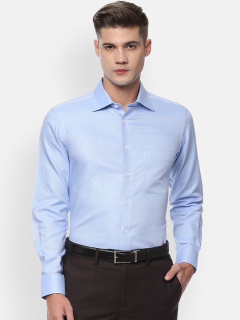 Louis Philippe Men Blue Classic Regular Fit Solid Formal Shirt