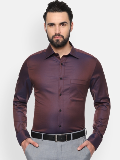 Louis Philippe Men Purple Regular Fit Self Design Formal Shirt