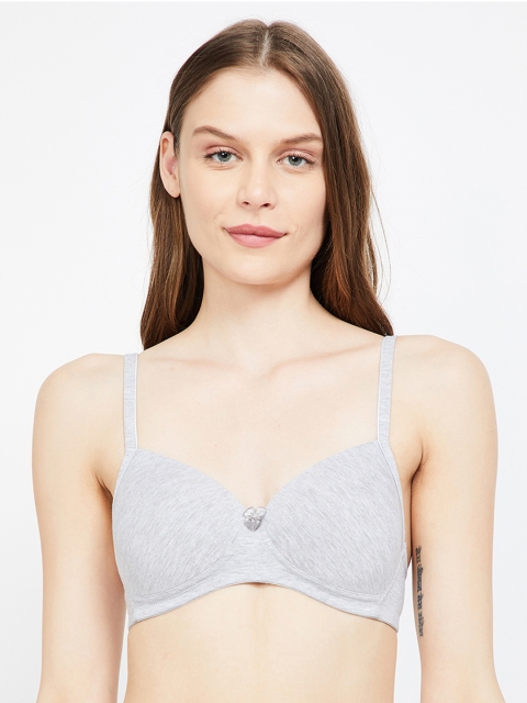 Ginger by Lifestyle Grey Melange Solid Non-Wired Lightly Padded T-shirt Bra 8903742179305