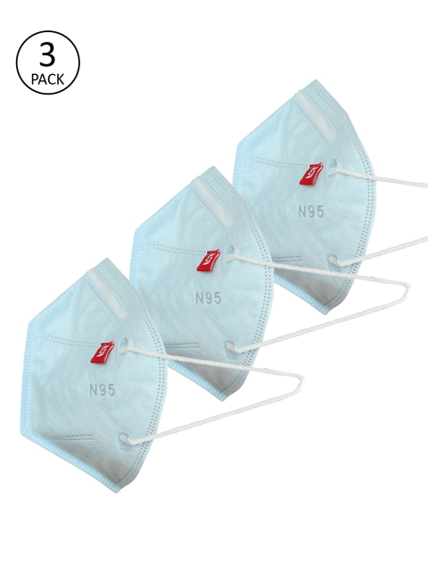 FROGGY Unisex Kids Pack of 3 Pcs Blue Solid Reusable 3-Ply Protective N95 Masks