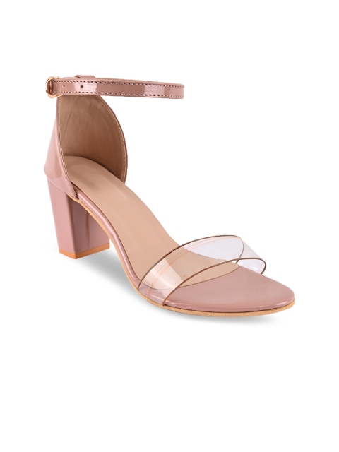 BuckleUp Women Nude-Coloured & Transparent Solid Block Heels