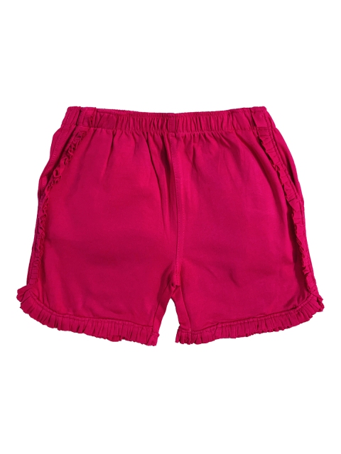 KiddoPanti Girls Pink Solid Regular Fit Shorts