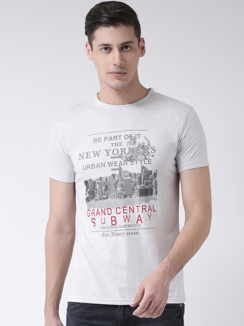 COBB Men Grey Printed Round Neck T-shirt