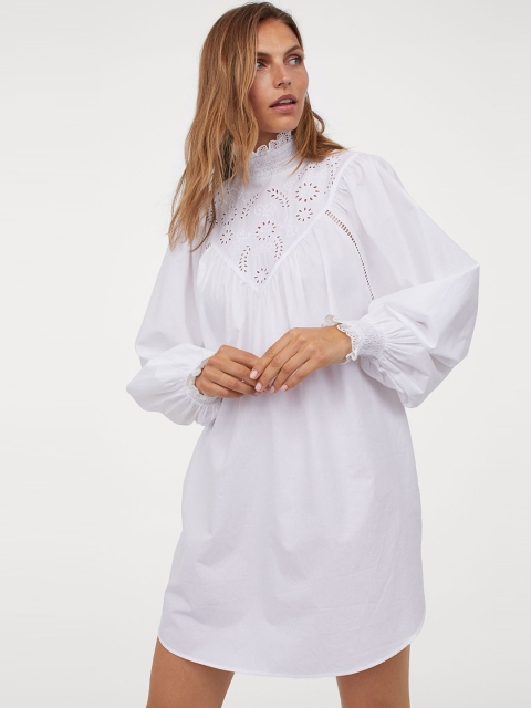 H&M White Embroidery-Detail Tunic