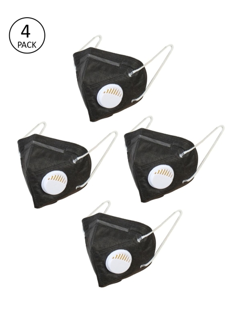 OOMPH Unisex 4 Pcs Black 5-Ply Valved Reusable KN95 Masks