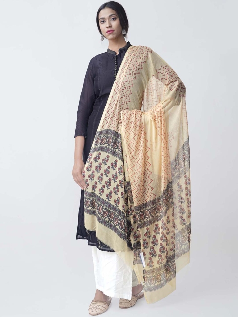 Unnati Silks Women Yellow Floral Printed Sustainable Dupatta