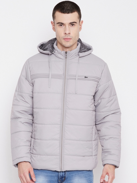 Okane Men Grey Solid Puffer Jacket