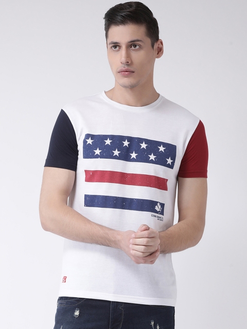 COBB Men White Printed Round Neck T-shirt