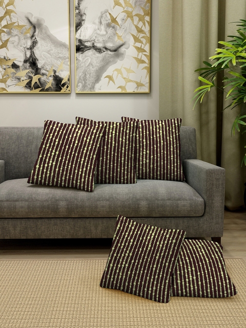 KLOTTHE Set of 5 Black & Green Self-Design Cushions