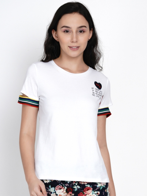 Deal Jeans Women White Printed Top