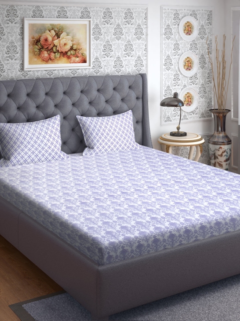 CORE Designed by SPACES White & Purple Ethnic Motifs 144 TC Cotton 1 Queen Bedsheet with 2 Pillow Covers
CORE Designed by SPACES White & Purple Ethnic Motifs 144 TC Cotton 1 Queen Bedsheet with 2 Pillow Covers