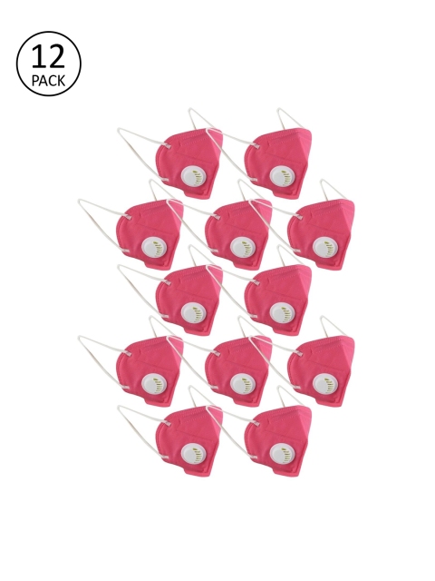 OOMPH Unisex 12 Pcs 5Ply Protective Outdoor Face Masks, Pink