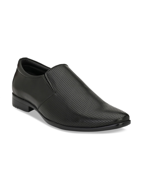 Rodolfo Darrell Men Black Textured Formal Slip-Ons