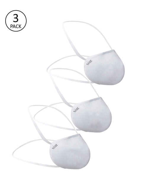 Soie Unisex Pack Of 3 7-Ply Reusable SN 99.9 Masks, White