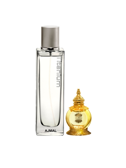 Ajmal Set of 2 Titanium EDP Spicy Perfume & Mukhallat AL Wafa CP Oil Oriental Attar, Multi
Ajmal Set of 2 Titanium EDP Spicy Perfume & Mukhallat AL Wafa CP Oil Oriental Attar, Multi