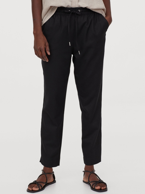 H&M Women Black Solid Pull-On Trousers