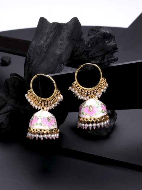 Yellow Chimes White & Pink Gold-Plated Handcrafted Meenakar Bandhani Work Bali Earrings
Yellow Chimes White & Pink Gold-Plated Handcrafted Meenakar Bandhani Work Bali Earrings