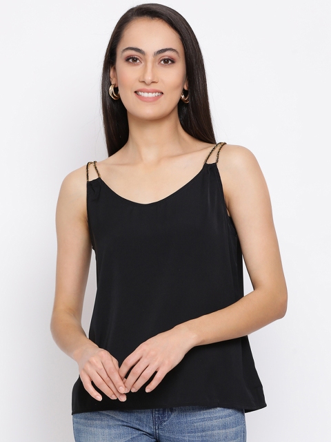 ALL WAYS YOU Women Black Solid Tank Top