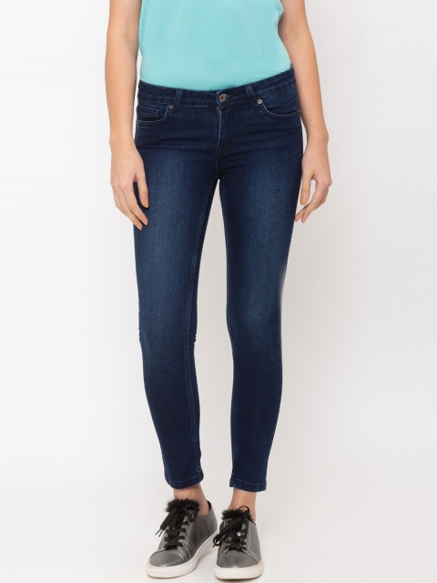 Globus Women Navy Blue Skinny Fit Mid-Rise Clean Look Jeans