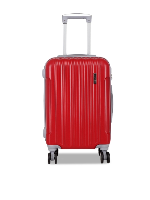Teakwood Leathers Unisex Red Textured Hard-Sided Cabin Trolley Suitcase