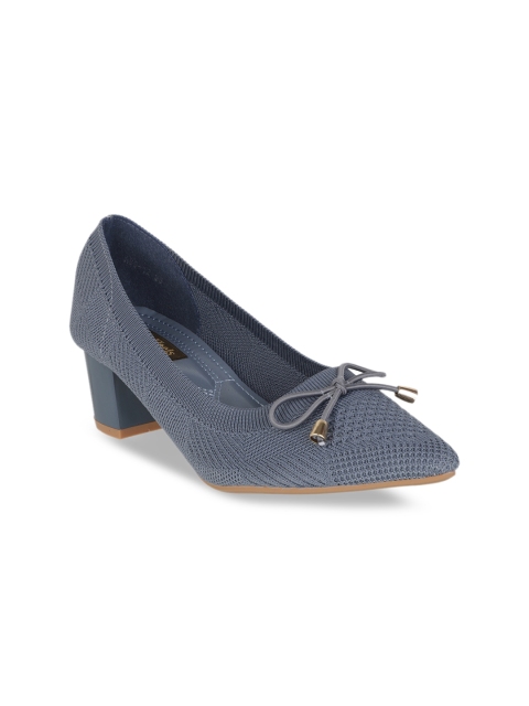 Flat n Heels Women Blue Woven Design Pumps