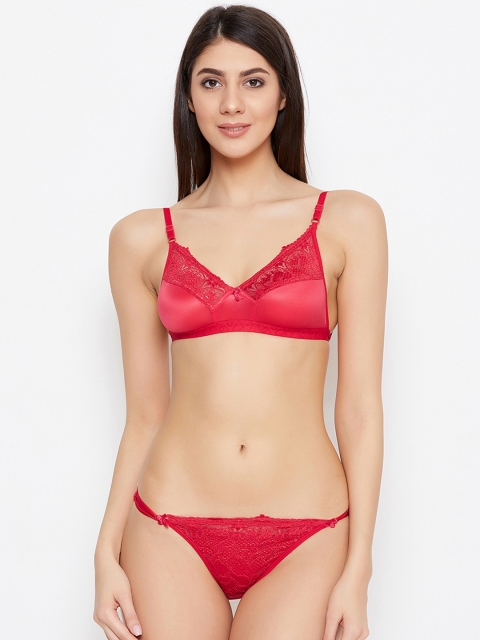 ALIZA Women Red Solid Lingerie Set SET_T.RED_864