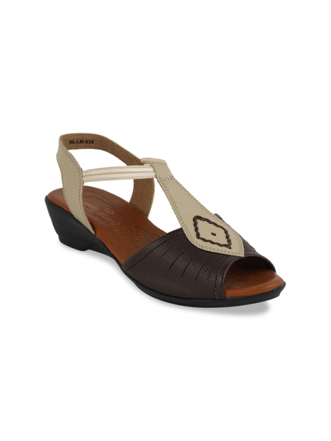 pelle albero Women Beige & Brown Colourblocked Leather Heels