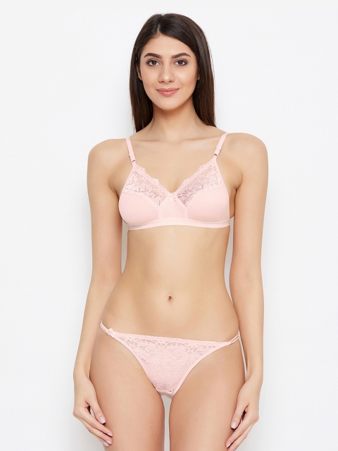 ALIZA Women Peach-Coloured Solid Lingerie Set SET_PEACH_790-30