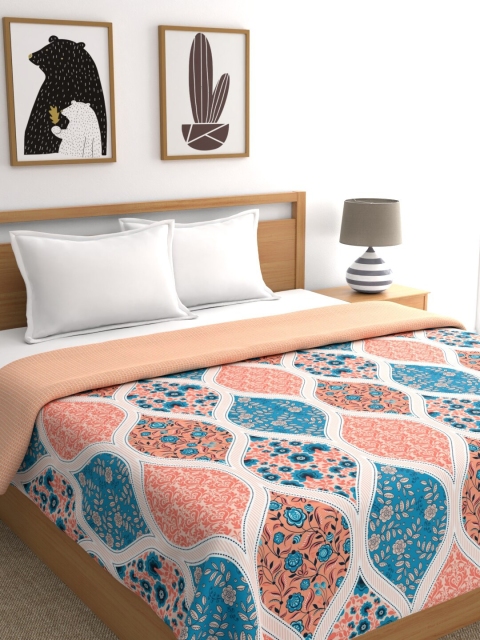 Portico New York Multicoloured Floral AC Room 110 GSM Double Bed Dohar, Multi
