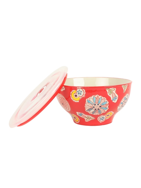Chumbak Red Ceramic Hazy Spiral Bowl