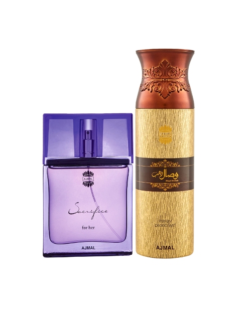 Ajmal Unisex Set Of 2 Sacrifice for Her EDP 50ML & Wisal Dhahab Deodorant 200ML, Multi
Ajmal Unisex Set Of 2 Sacrifice for Her EDP 50ML & Wisal Dhahab Deodorant 200ML, Multi