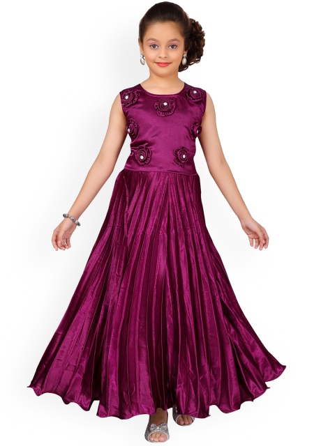 Aarika Girls Purple Solid Maxi Dress