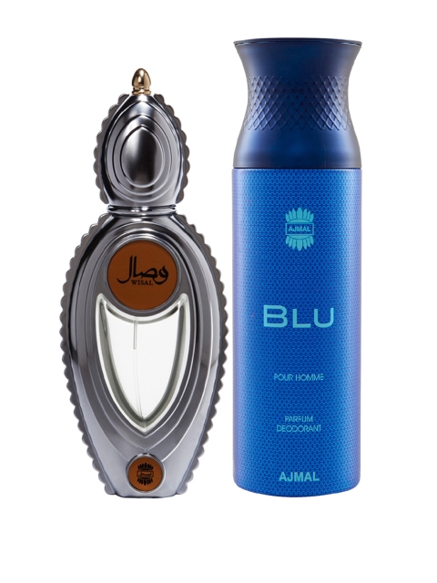 Ajmal Unisex Set Of2 Wisal EDP Perfume Scent for Skin 50ML & Blu Deodorant Spray 200ML, Multi
Ajmal Unisex Set Of2 Wisal EDP Perfume Scent for Skin 50ML & Blu Deodorant Spray 200ML, Multi