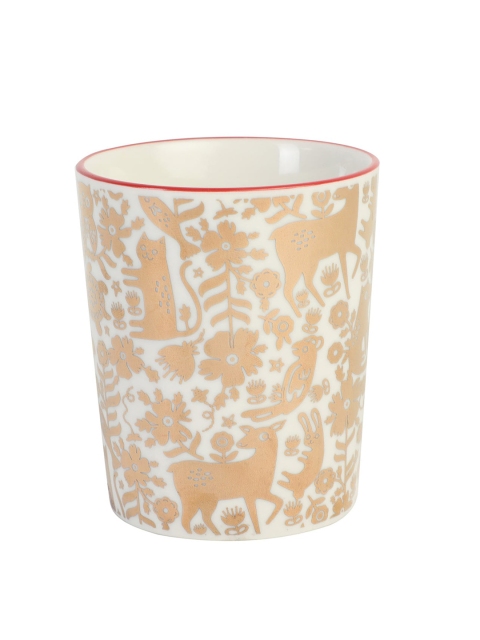 Chumbak Off-White & Gold-Toned Printed Golden Foliage Tumbler