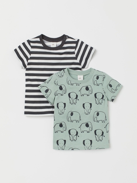 H&M Boys Grey & Green 2 Pack Jersey T-shirts