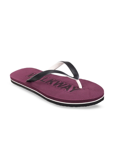 WALKWAY Women Black & Maroon Thong Flip-Flops