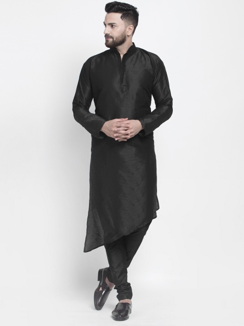 Benstoke Men Black Solid Kurta with Churidar