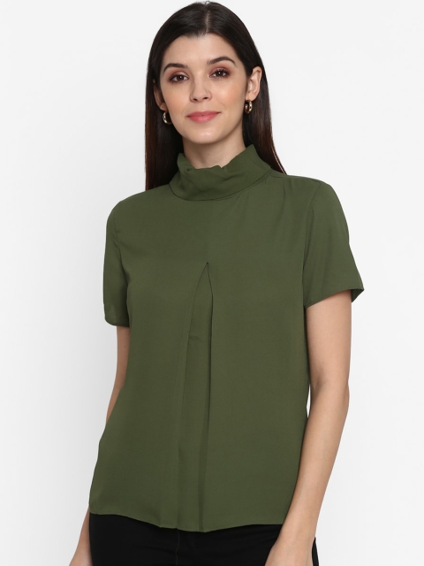 Mode by Red Tape Women Olive Green Solid Top