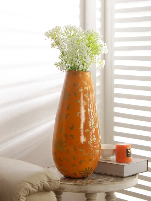 Living Essence Orange & Gold-Toned Printed Groot Bamboo Vase