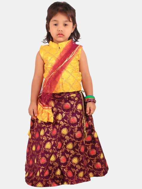 PASSION PETALS Girls Yellow & Maroon Embroidered Ready to Wear Lehenga & Blouse with Dupatta
PASSION PETALS Girls Yellow & Maroon Embroidered Ready to Wear Lehenga & Blouse with Dupatta