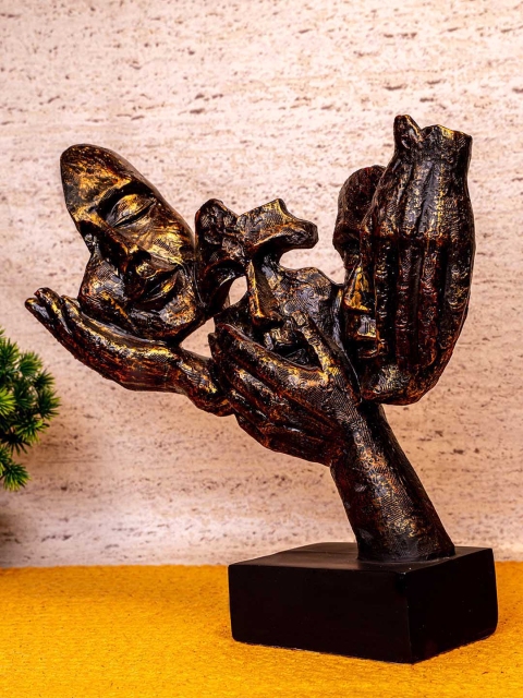 TIED RIBBONS Black & Gold-Toned Face Statue