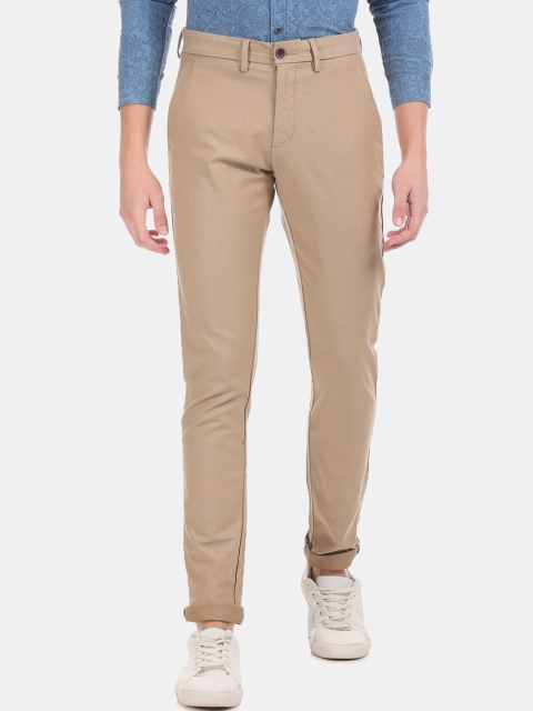 True Blue Men Brown Slim Fit Solid Regular Trousers