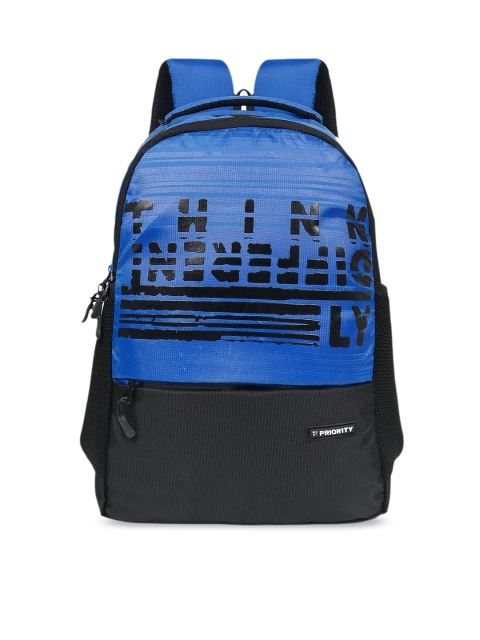 Priority Unisex Blue & Black Graphic Backpack