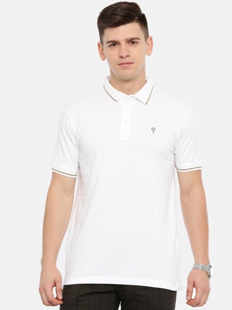 Classic Polo Men White Solid Polo Collar T-shirt